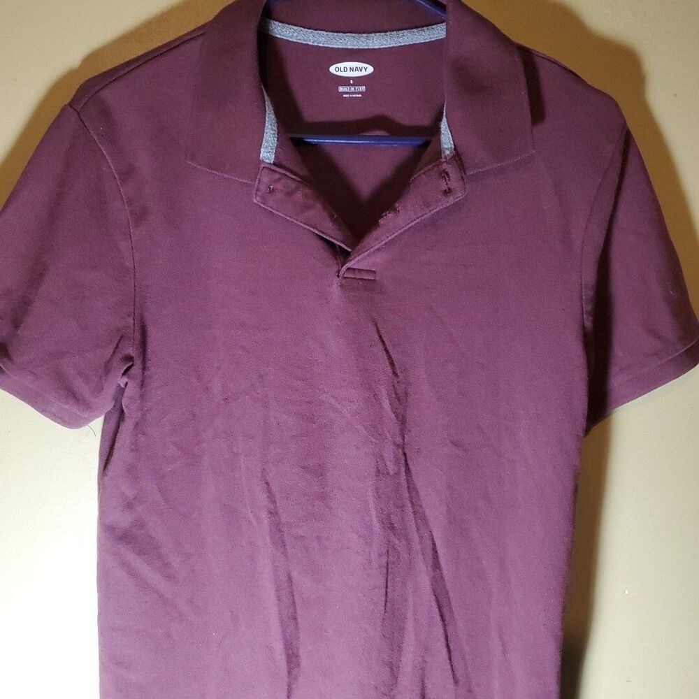 Old Navy Size S 6-7‎ Polo Shirt Boys Burgundy Built-In Flex Pique School Uniform